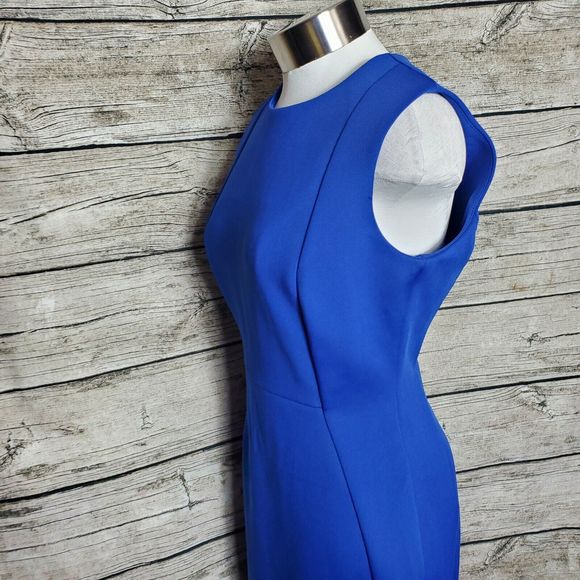 Calvin Klein Womens Sheath Knee Length Dress Size 4 Blue Crew Neck Sleeveless - Picture 3 of 8